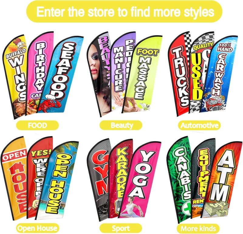 11FT Auto Glass Advertising Swooper Flag Fit 15FT Flagpole(Flagpole Not Included 4.3)