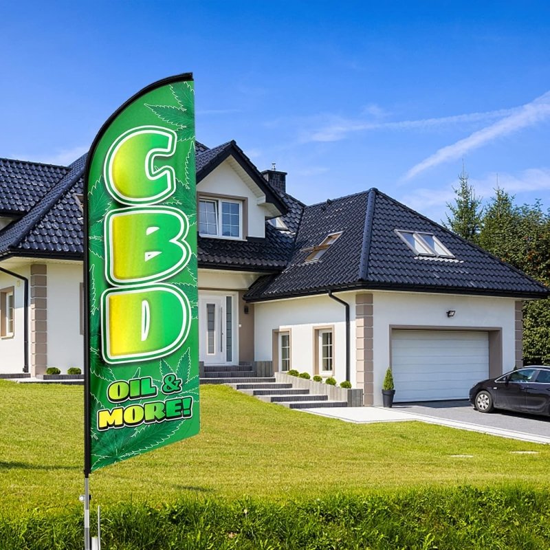 11FT CBD Signs Polyester Swooper Flag with Flag Pole Kit, Ground Stake(3.4m)