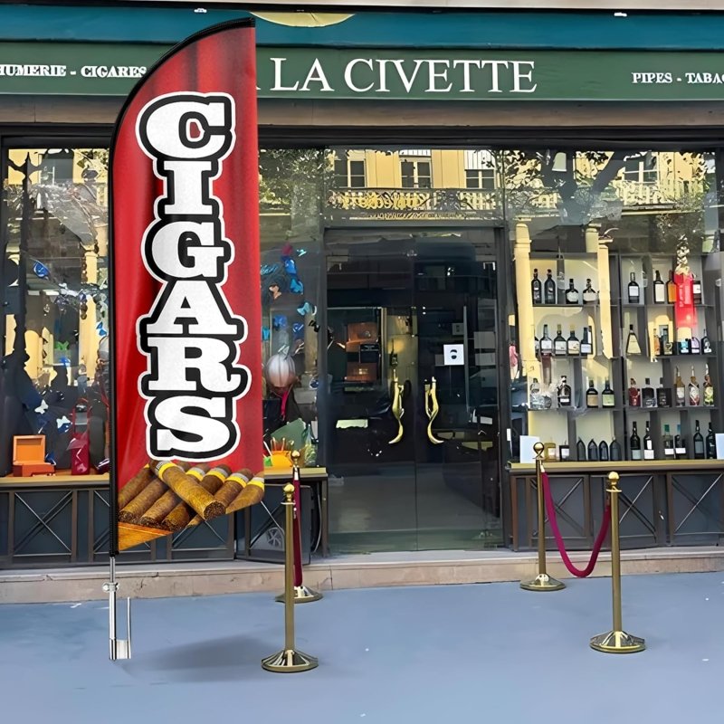 11FT Cigars Swooper Flag with Flag Pole Kit, Ground Stake(3.4m)