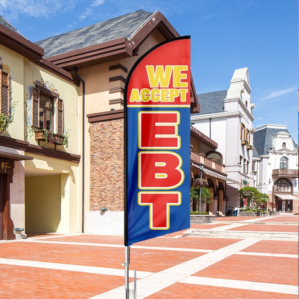 11FT Ebt Swooper Flag with Flag Pole Kit, Ground Stake(3.4m)