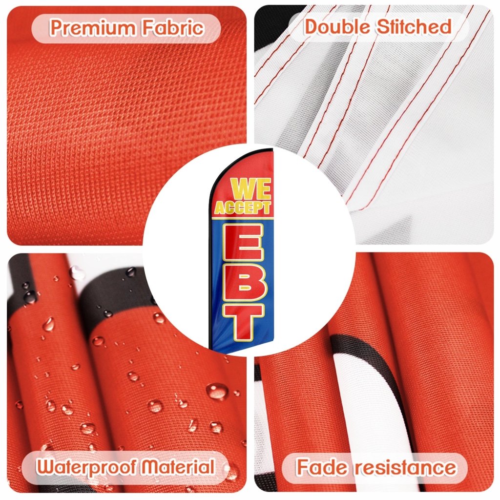 11FT Ebt Swooper Flag with Flag Pole Kit, Ground Stake(3.4m)