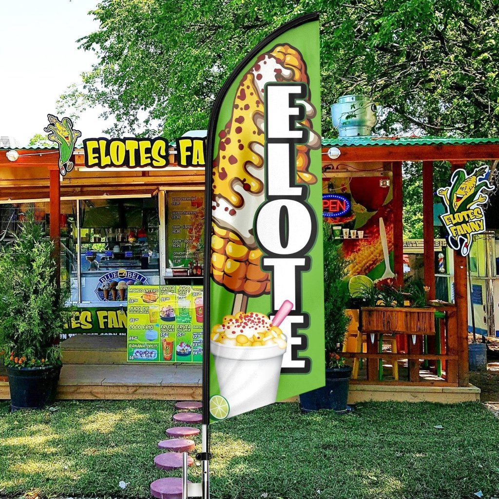 11FT Elote Polyester Swooper Flag with Flagpole/Ground Stake(3.3m)