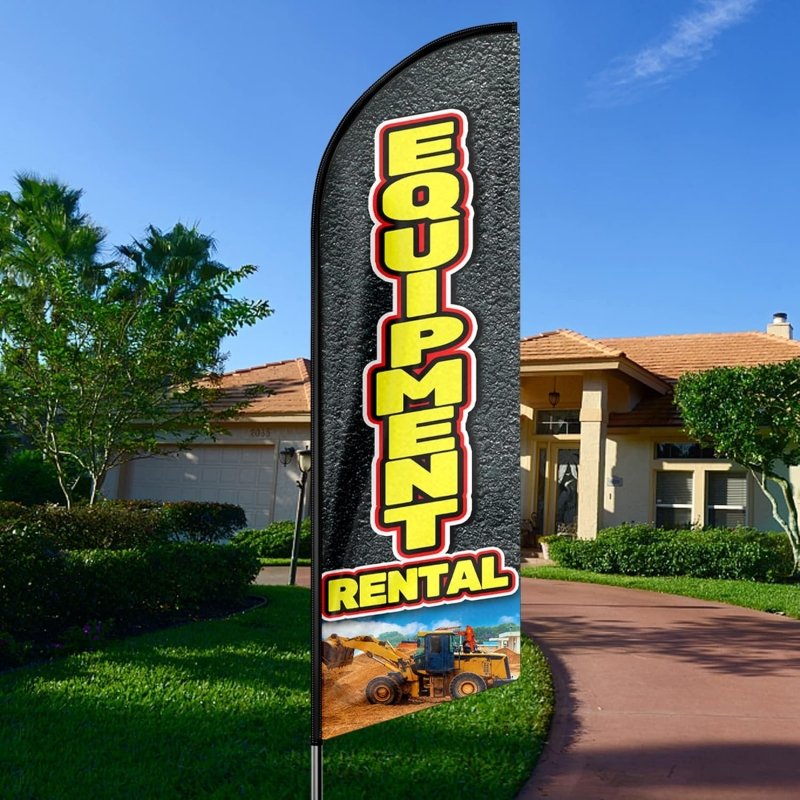 11FT Equipment Polyester Swooper Flag with Flag Pole Kit, Ground Stake(3.4m)