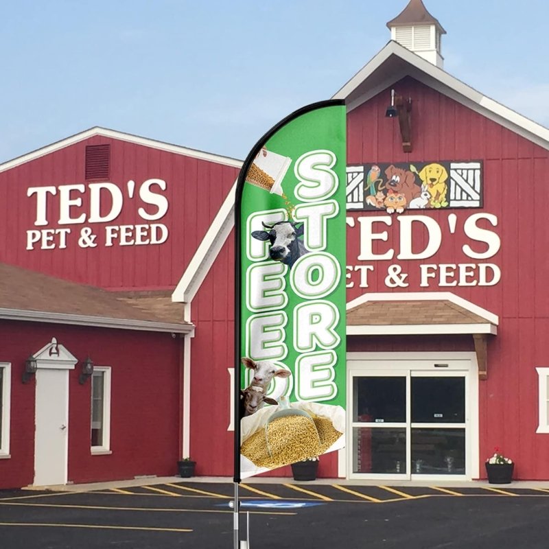 11FT Feed Feather Flag with Flag Pole Kit, Ground Stake(3.4m)