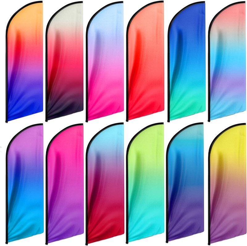 11FT Gradient Blue&Red Advertising Swooper Flag Fit 15FT Flagpole(Flagpole Not Included 4.3)