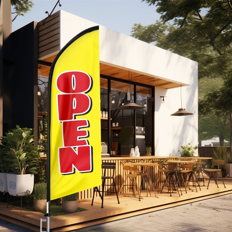 11FT Polyester Open Flag with Aluminium Alloy Flag Pole Kit(3.3m)