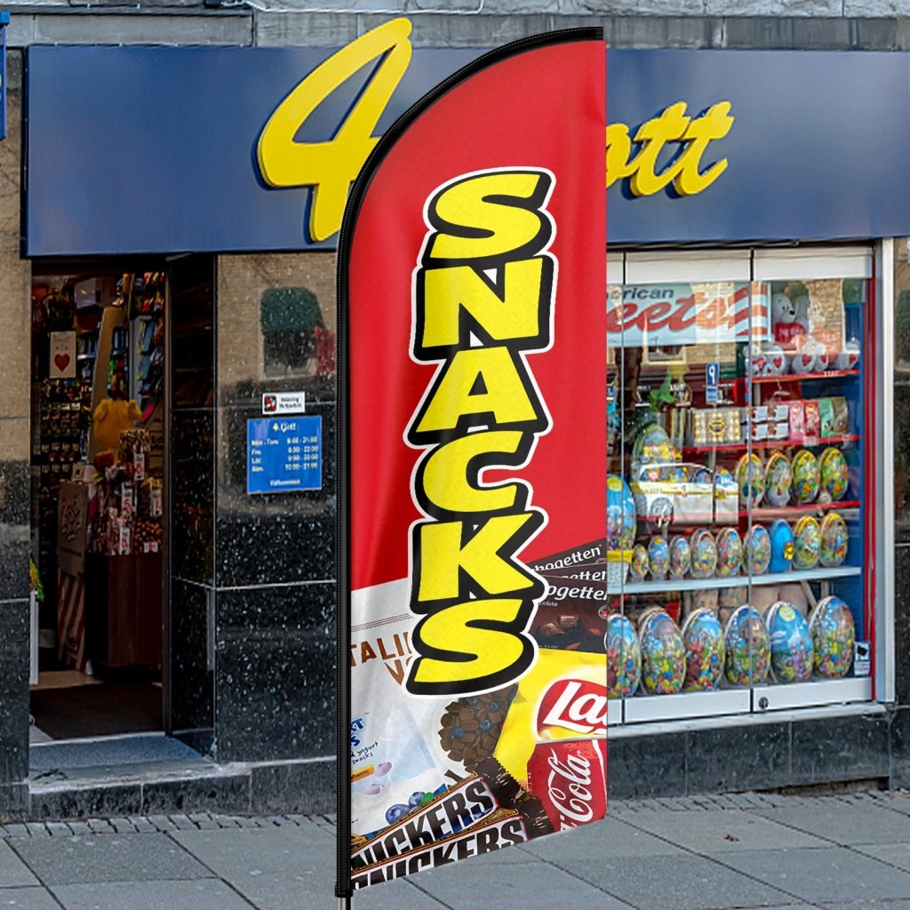 11FT Snacks Feather Flag with Aluminum Alloy Flagpole(3.4m)