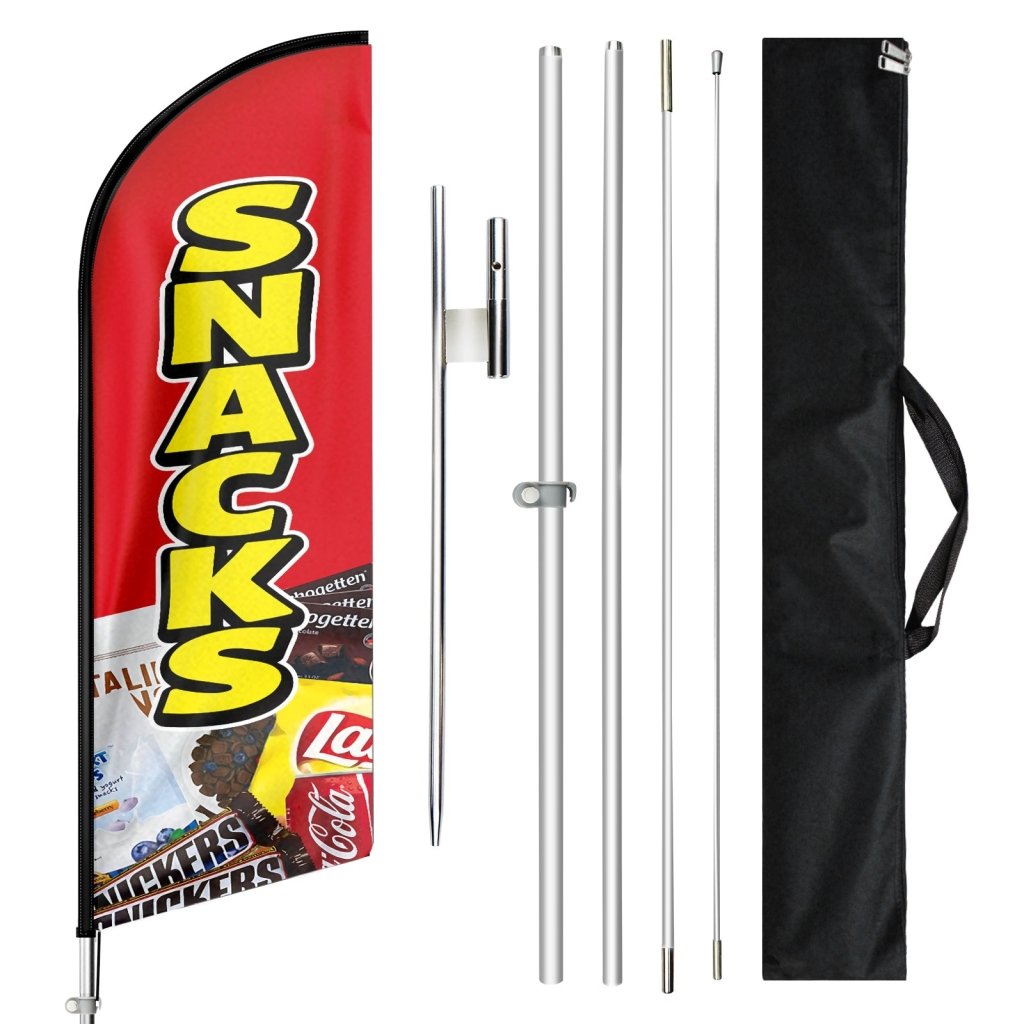 11FT Snacks Feather Flag with Aluminum Alloy Flagpole(3.4m)