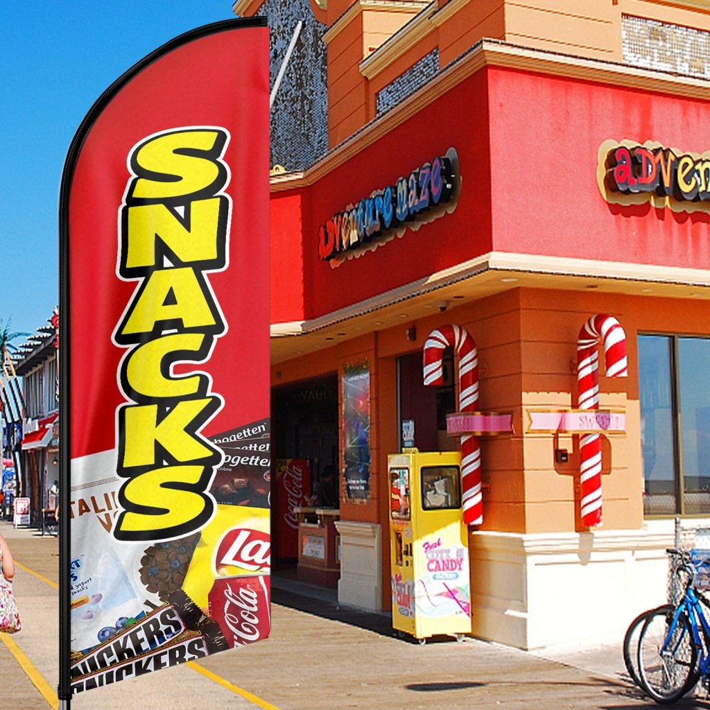 11FT Snacks Feather Flag with Aluminum Alloy Flagpole(3.4m)