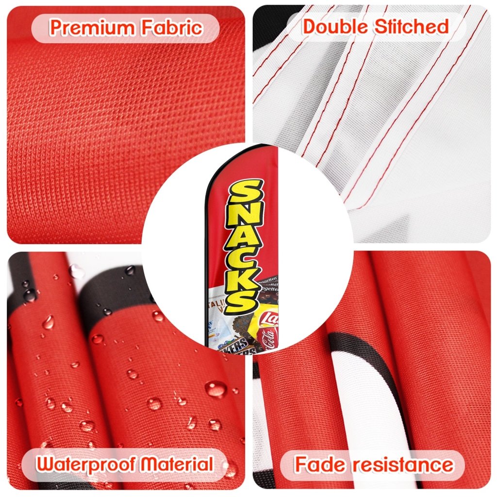 11FT Snacks Feather Flag with Aluminum Alloy Flagpole(3.4m)