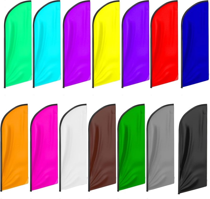 11FT Solid White Advertising Swooper Flag Fit 15FT Flagpole(Flagpole Not Included 4.3)