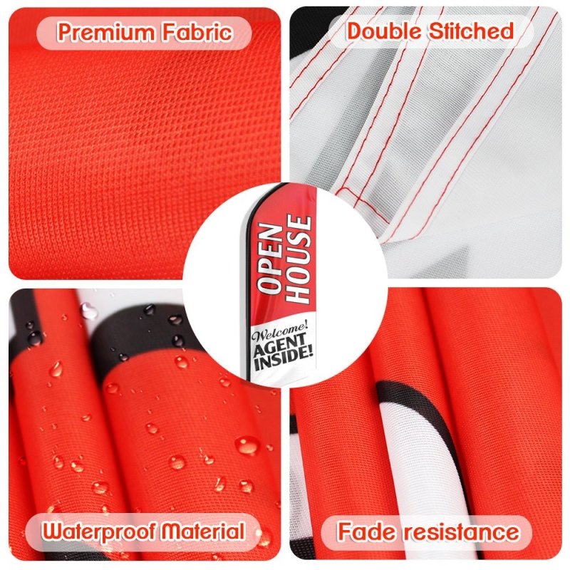 11FT Swooper Open House Feather Flag Sign with Flagpole/Ground Stake/Portable Bag(3.4m)