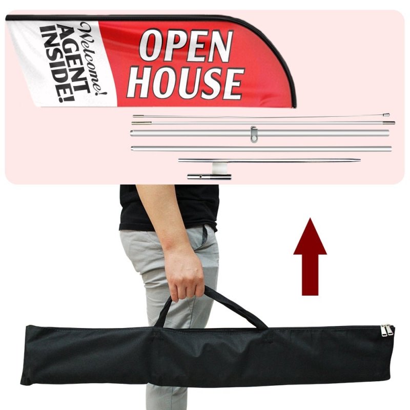 11FT Swooper Open House Feather Flag Sign with Flagpole/Ground Stake/Portable Bag(3.4m)