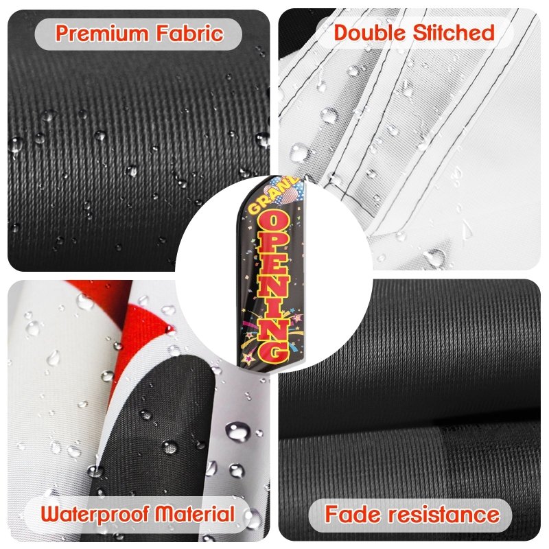 11FT Windless Grand Opening Feather Flag with Flagpole/Ground Stake/Portable Bag(3.4m)