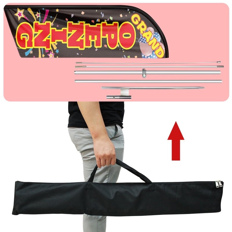 11FT Windless Grand Opening Feather Flag with Flagpole/Ground Stake/Portable Bag(3.4m)