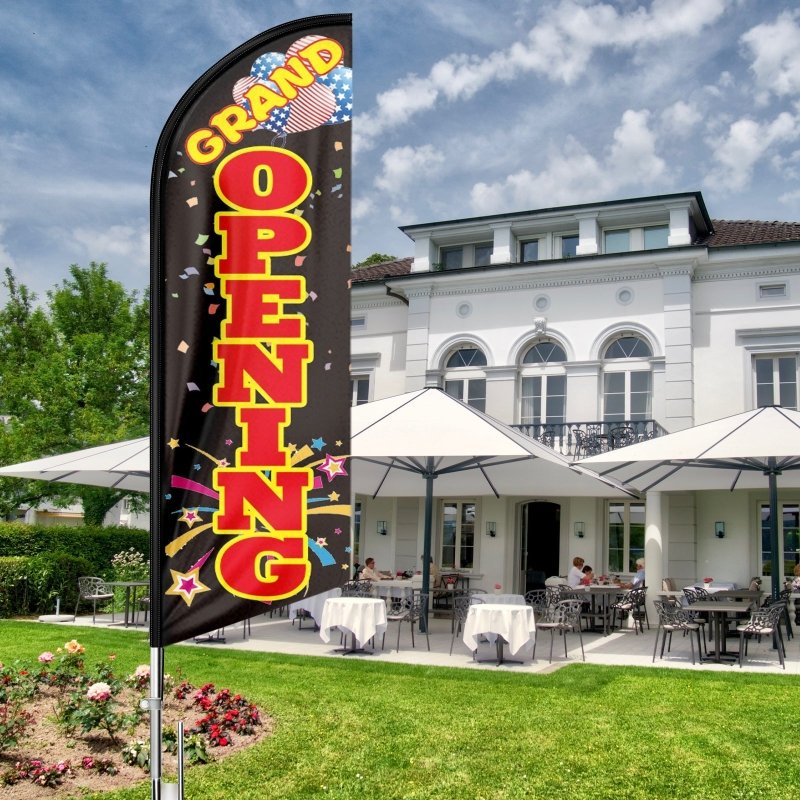 11FT Windless Grand Opening Feather Flag with Flagpole/Ground Stake/Portable Bag(3.4m)