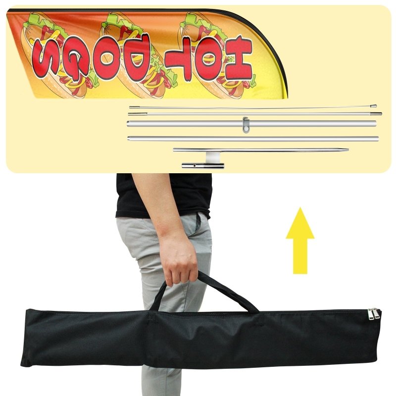 11FT Windless Hot Dog Feather Flag with Flagpole/ Ground Stake/Portable Bag(3.4m)