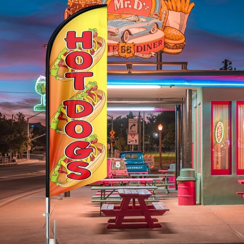 11FT Windless Hot Dog Feather Flag with Flagpole/ Ground Stake/Portable Bag(3.4m)