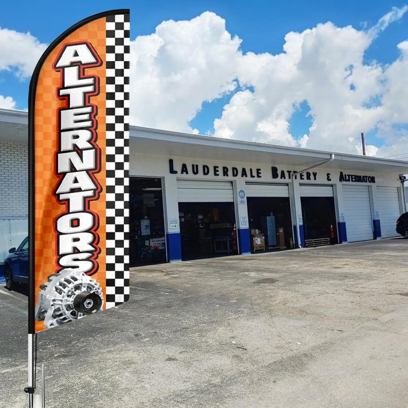 15FT Alternators Sign with Aluminum Alloy Flagpole and Stainless Steel Ground Stak (4.3m)