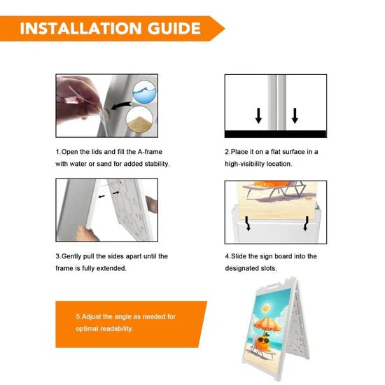 21.5"x28.5" A-Frame Sidewalk Sign – Double-Sided Folding Display for Outdoor Advertising