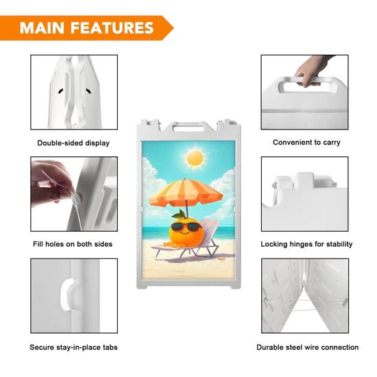 21.5"x28.5" A-Frame Sidewalk Sign – Double-Sided Folding Display for Outdoor Advertising