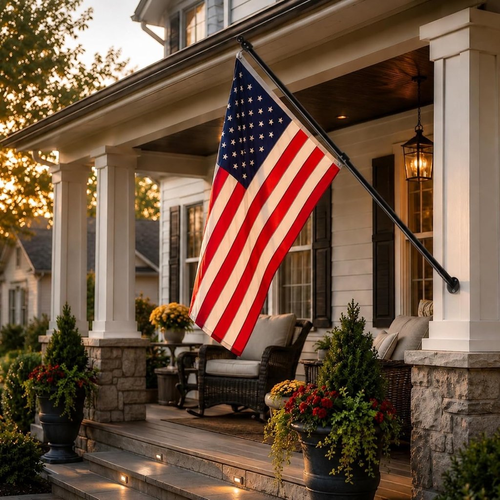 47" Flag Pole Kit for Storefront, Stainless Steel Tangle Free Flag Pole with Wall Mount Bracket