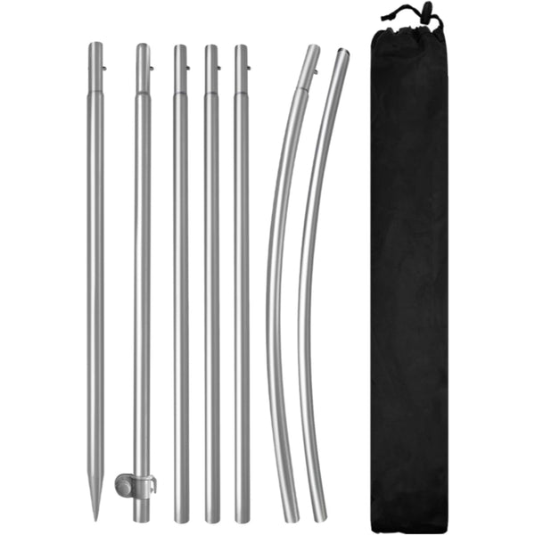 8FT Feather Flag Pole Kit, Stainless Steel Heavy Duty Swooper Flagpole