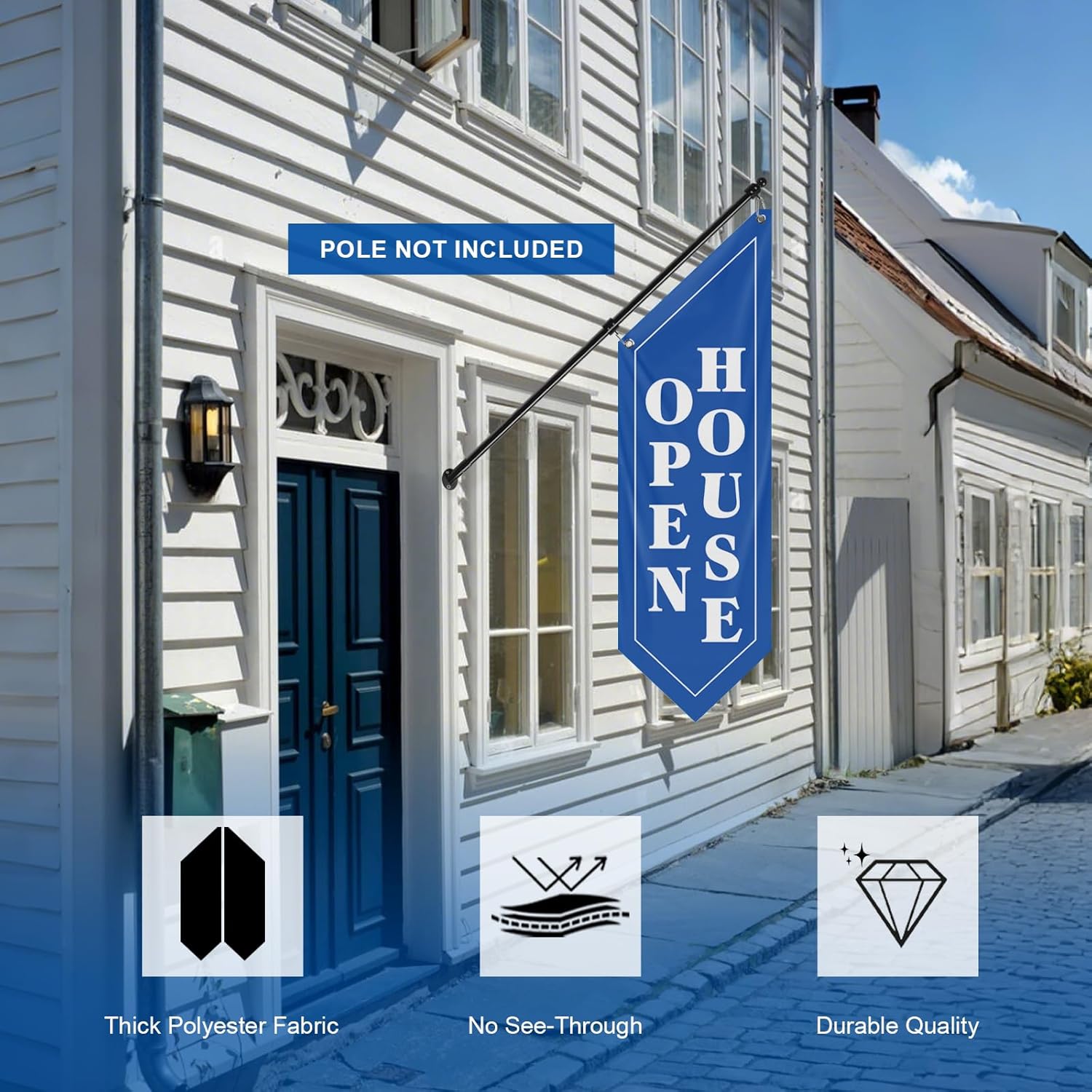 Blue Open House Wall Flag, Double-Sided Three-ply (No Pole Included)
