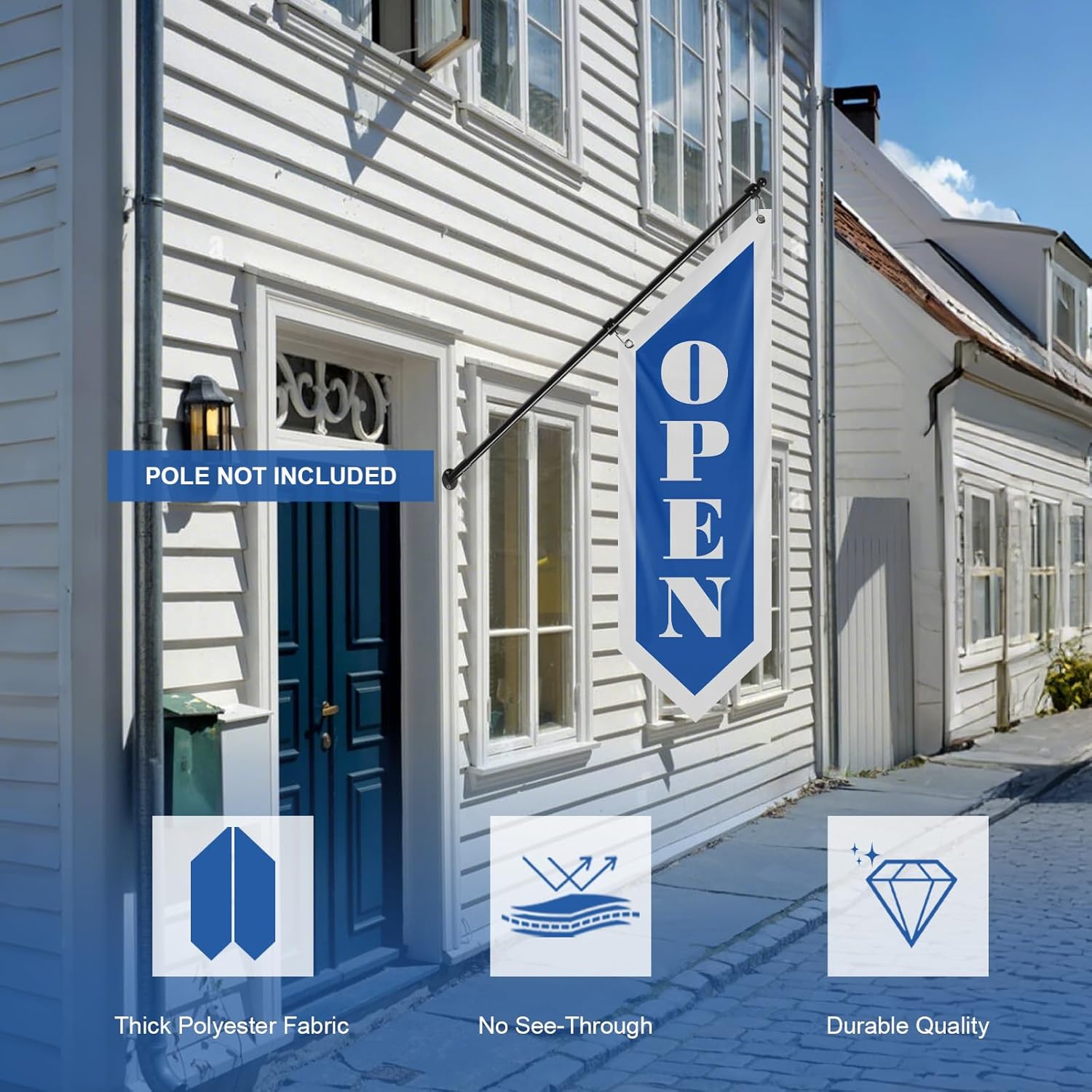 Vintage Style Blue Open Flag, Double-Sided Three-ply (Flag Only)