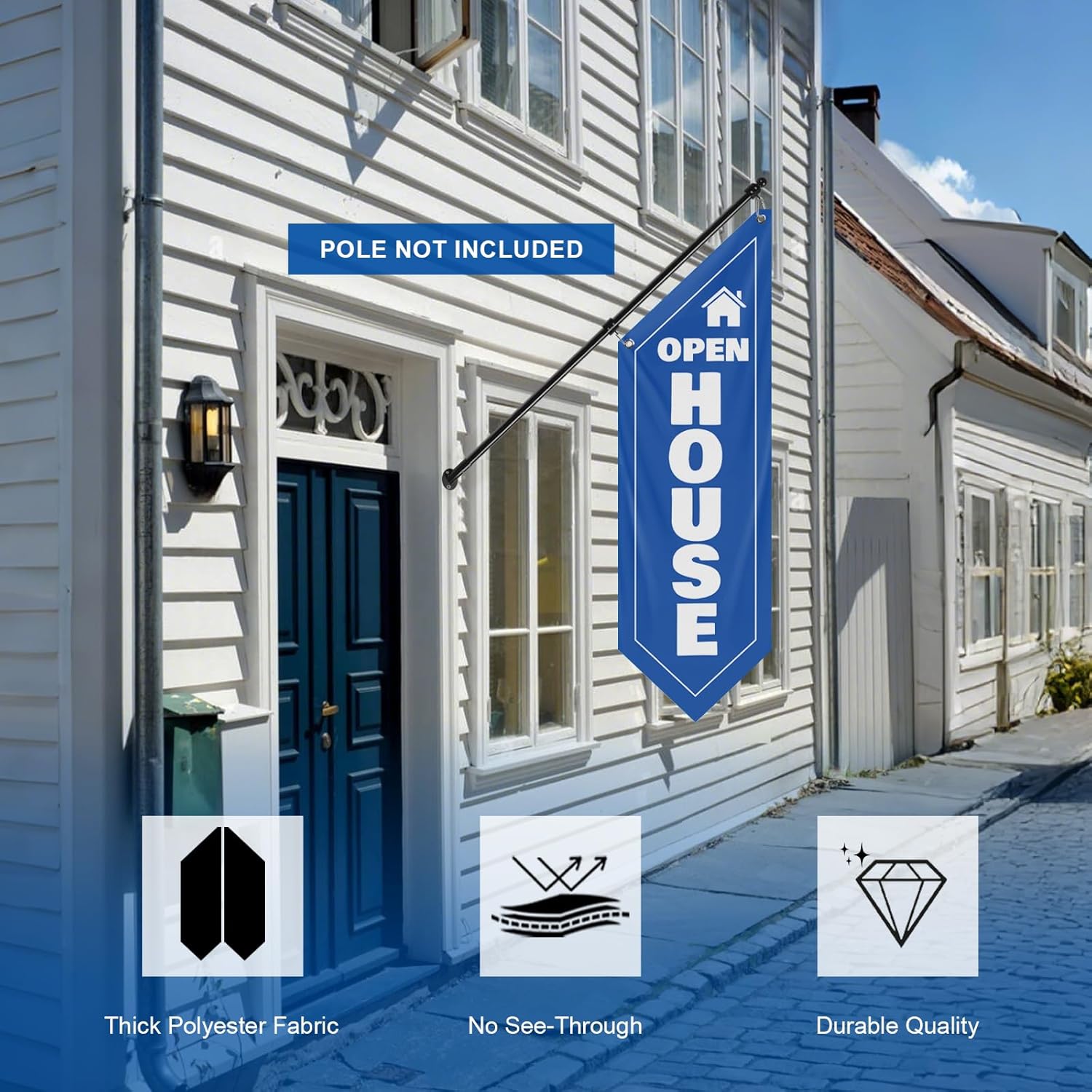 Open House Blue Wall Flag, Double-Sided Three-ply (No Pole Included)