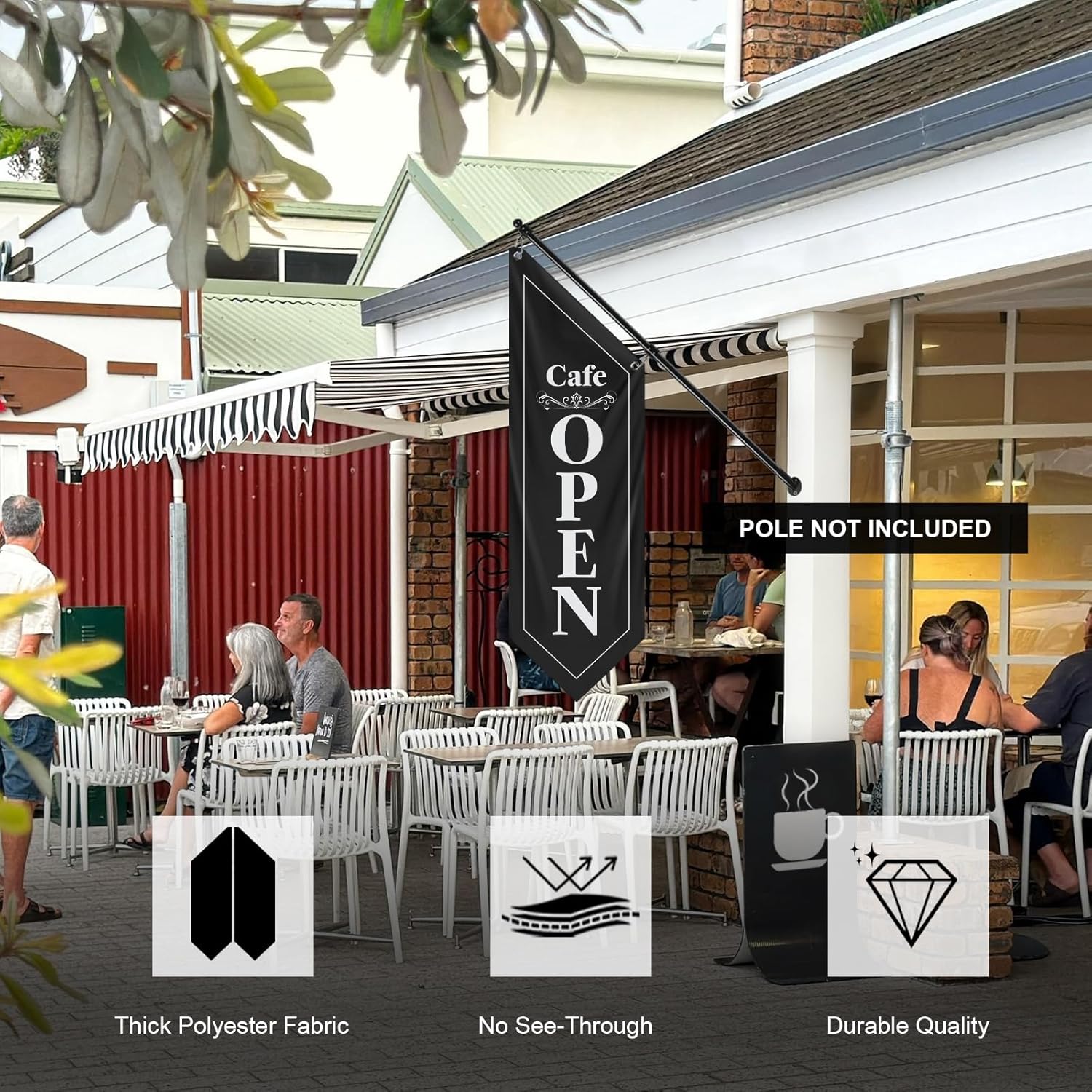 Cafe Open Flag, Double-Sided Three-ply (No Pole)
