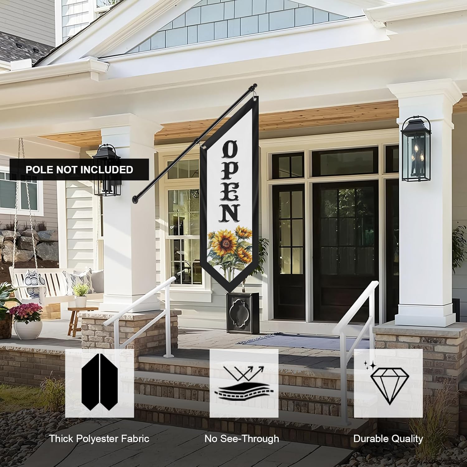 White Flower Open Flag, Double-Sided Three-ply (Flag Only)