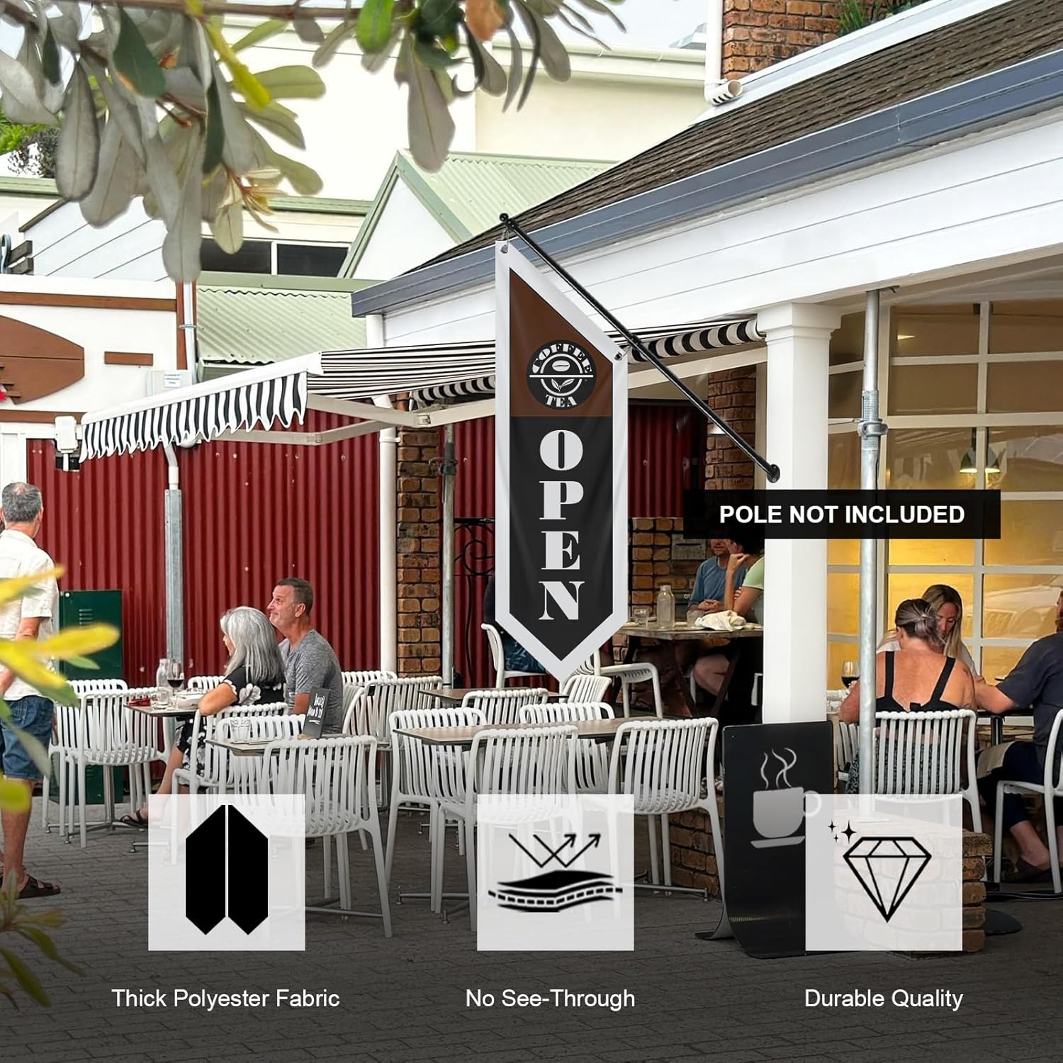 Black Coffee Open Flag, Double-Sided Three-ply (No Pole)