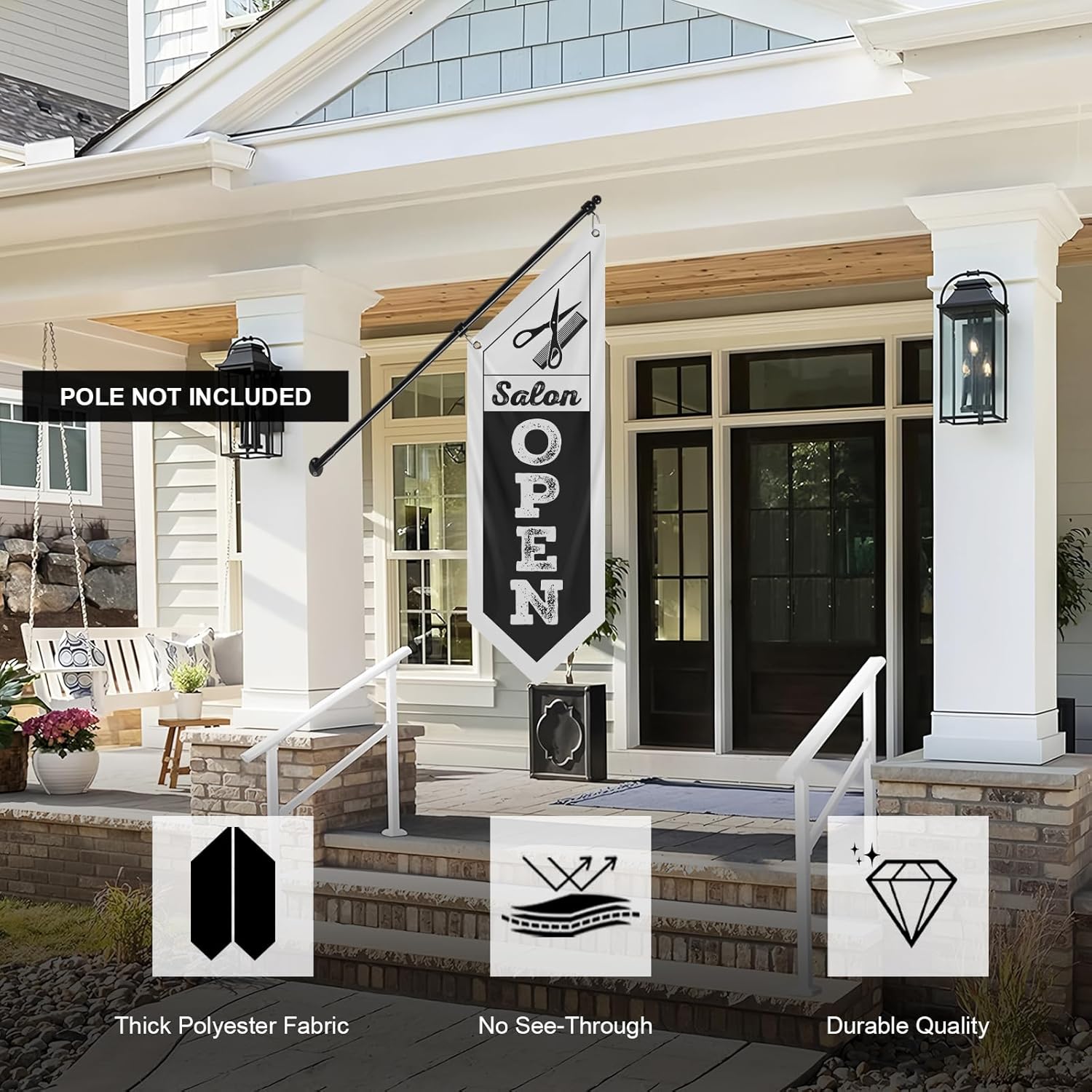 Black Salon Open Flag, Double-Sided Three-ply (No Pole)