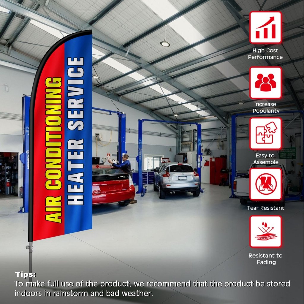 8F Air Condi Heater Serv Feather Flag with Stainless Steel Pole Kit（2m flag set）