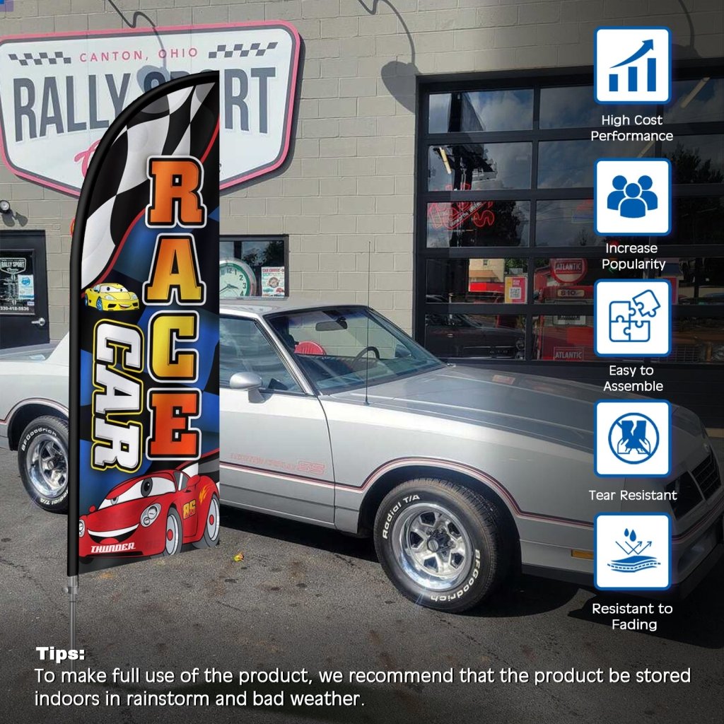 8F Race Car Feather Flag with Stainless Steel Pole Kit（2m flag set）