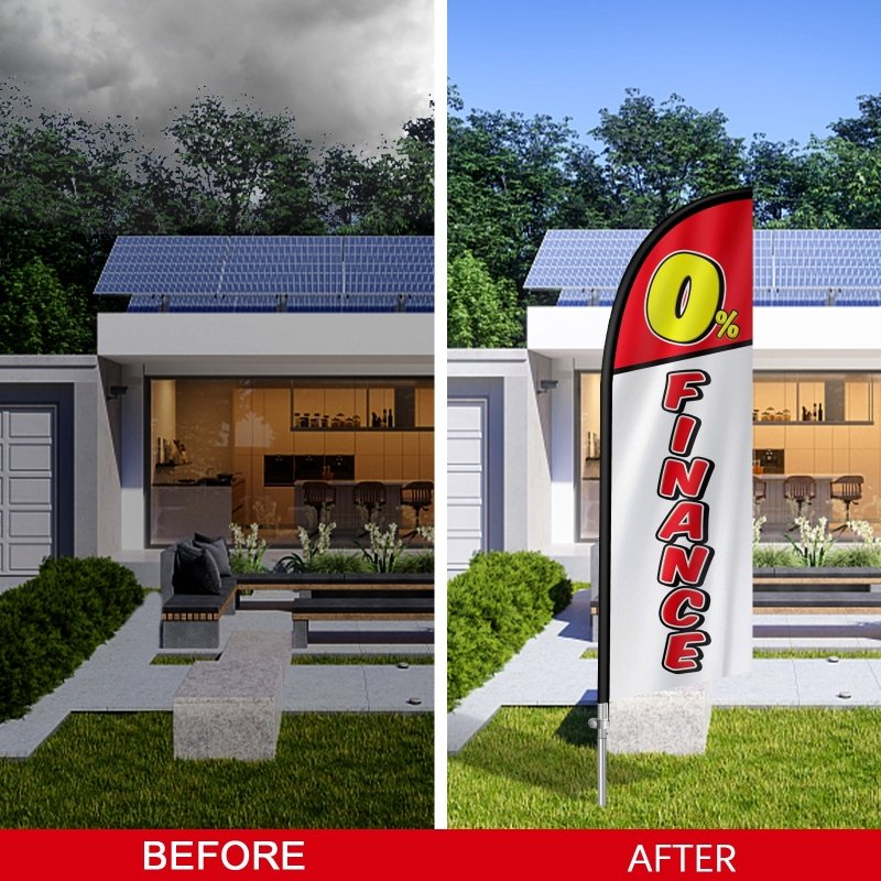 8FT 0% Finance Banner Feather Flag with Stainless Steel Pole Kit(2m flag set)