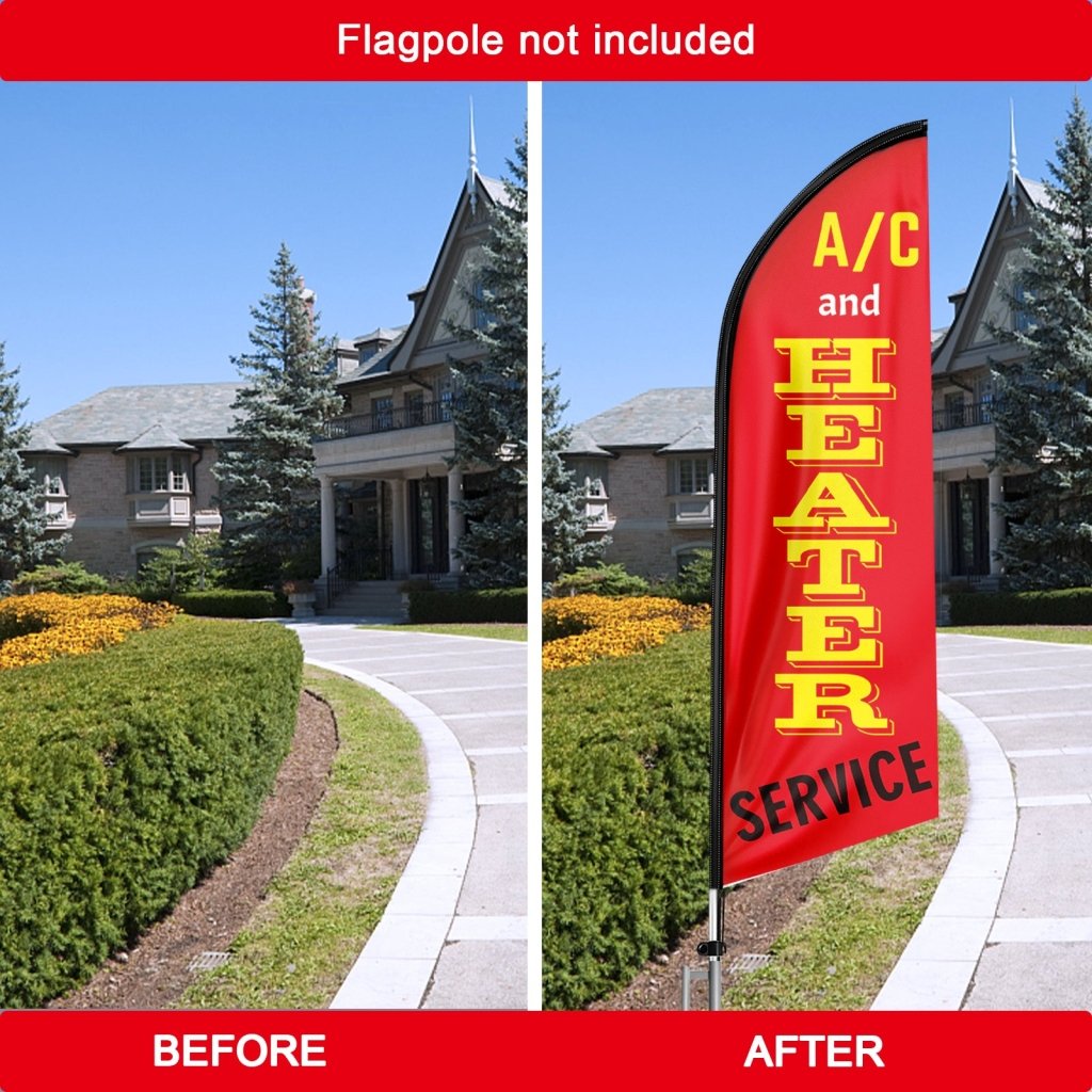 8FT AC And Heater Service Swooper Flag (Flagpole Not Included 3.4)