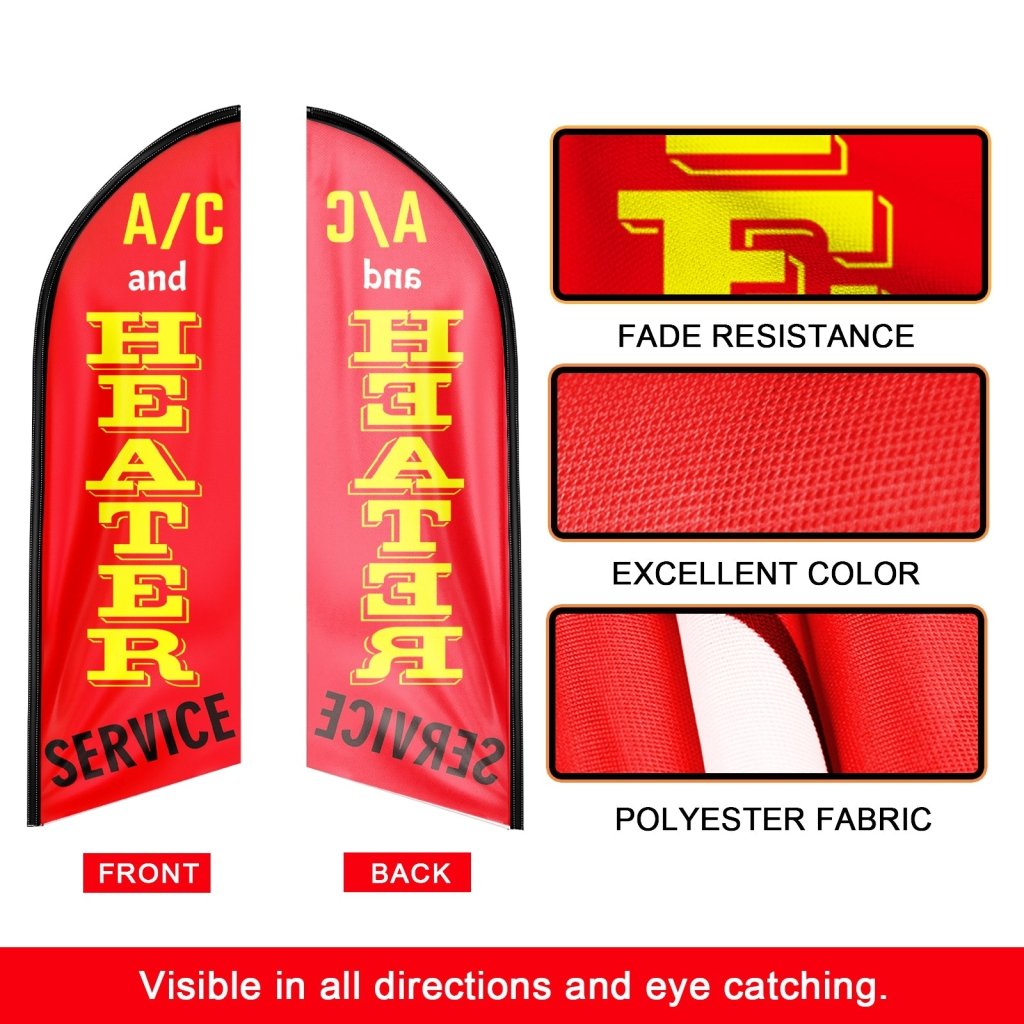 8FT AC And Heater Service Swooper Flag (Flagpole Not Included 3.4)