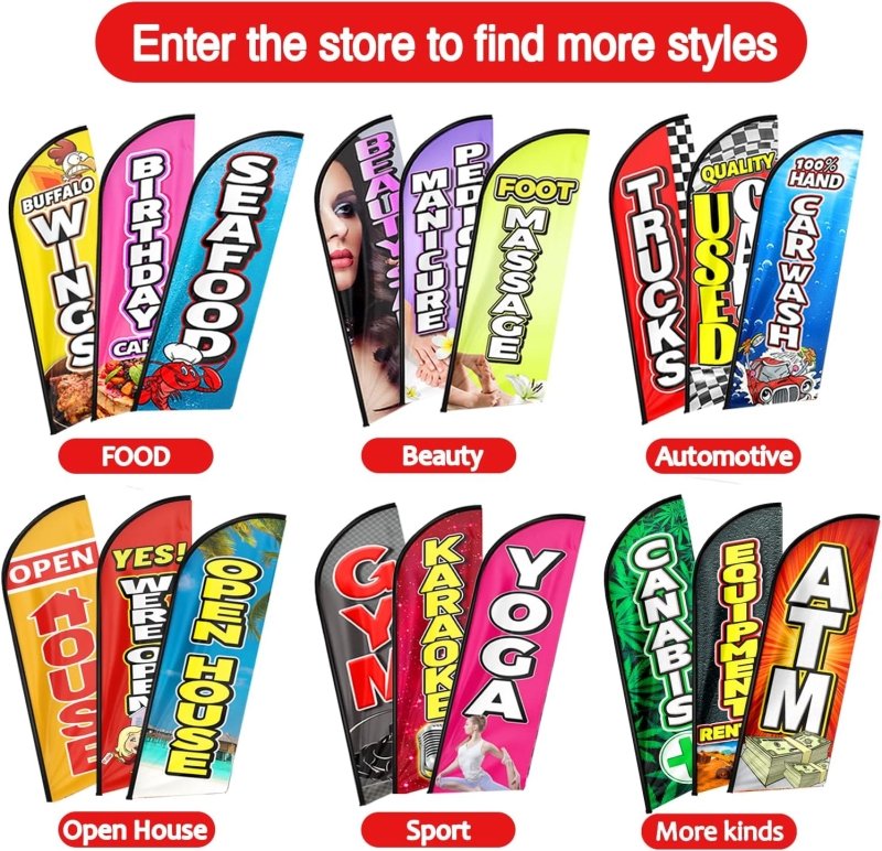 8FT Aerobics Advertising Swooper Flag (Flagpole Not Included 3.4)