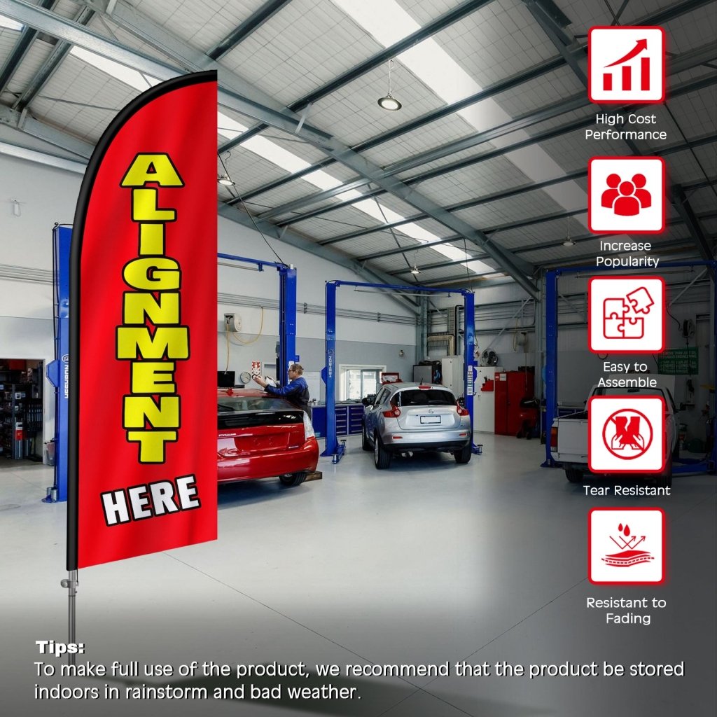 8FT Alignment Here Feather Flag with Stainless Steel Pole Kit(2m flag set)