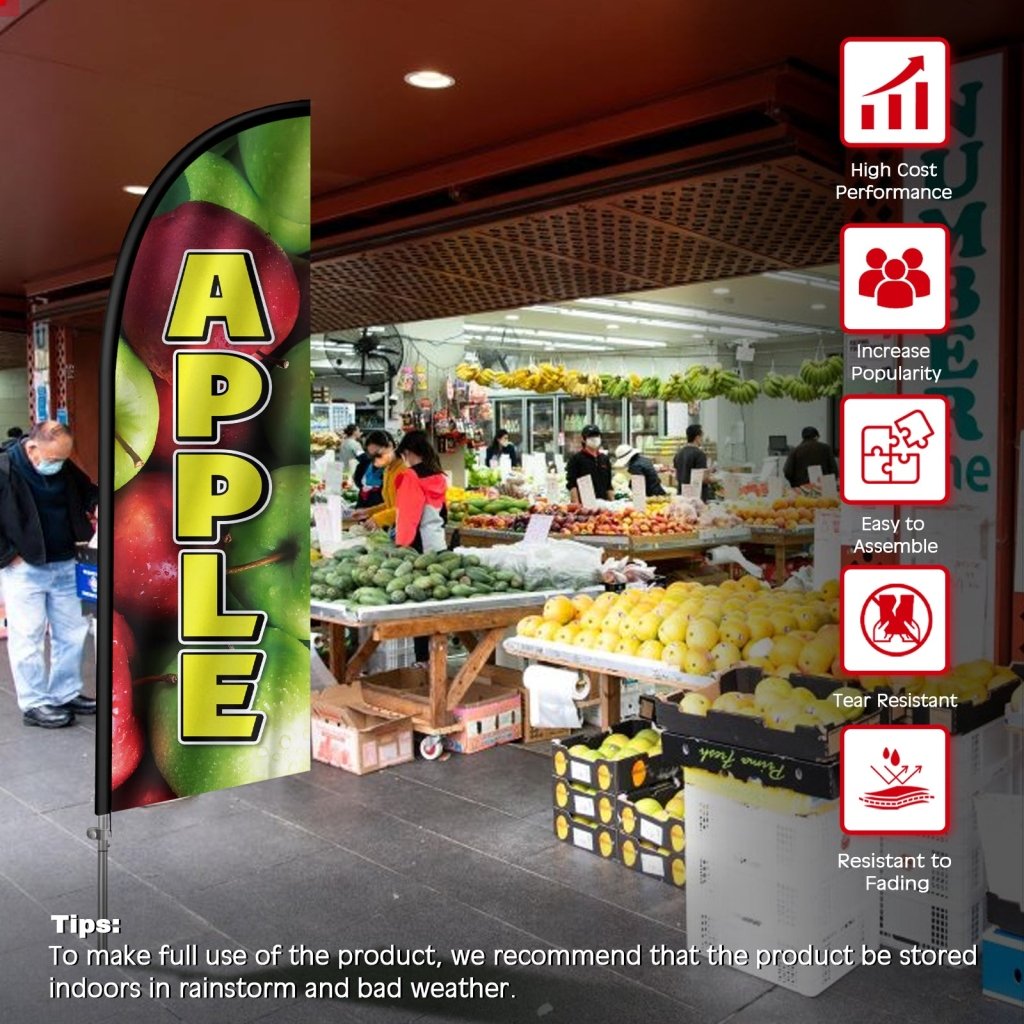 8FT Apple Feather Flag with Stainless Steel Pole Kit(2m flag set)