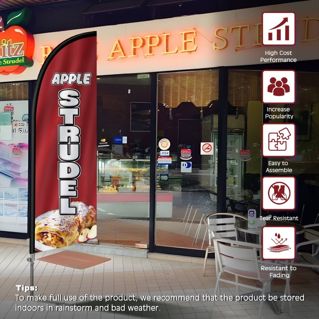 8FT Apple Strudel Feather Flag with Stainless Steel Pole Kit(2m flag set)