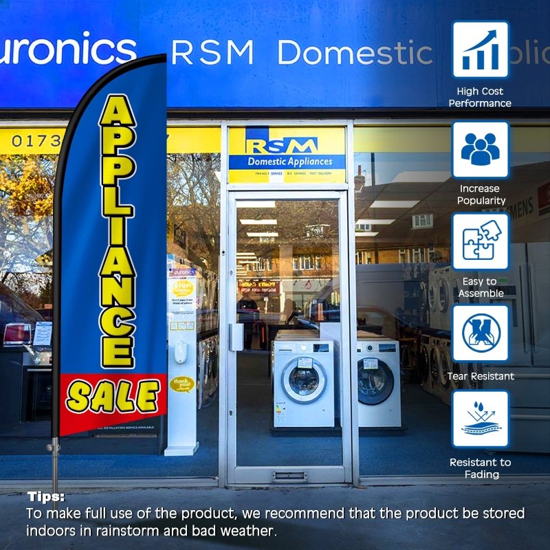 8FT Appliance Sale Banner Feather Flag with Stainless Steel Pole Kit(2m flag set)