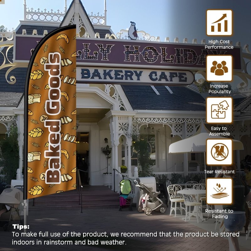 8FT Baked Goods 01 Feather Flag with Stainless Steel Pole Kit(2m flag set)