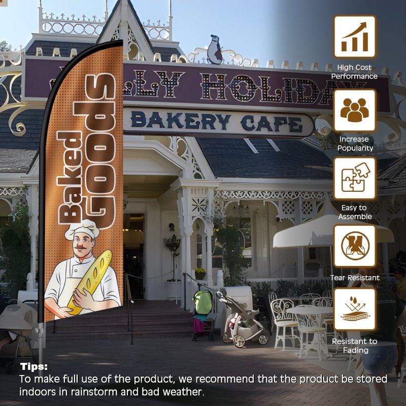 8FT Baked Goods 02 Feather Flag with Stainless Steel Pole Kit(2m flag set)