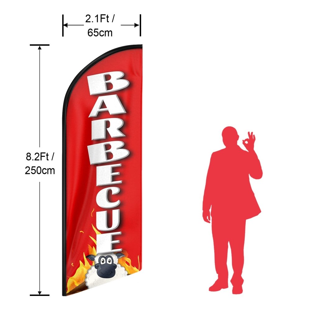 8FT Barbecue Red Swooper Flag (Flagpole Not Included 3.4)
