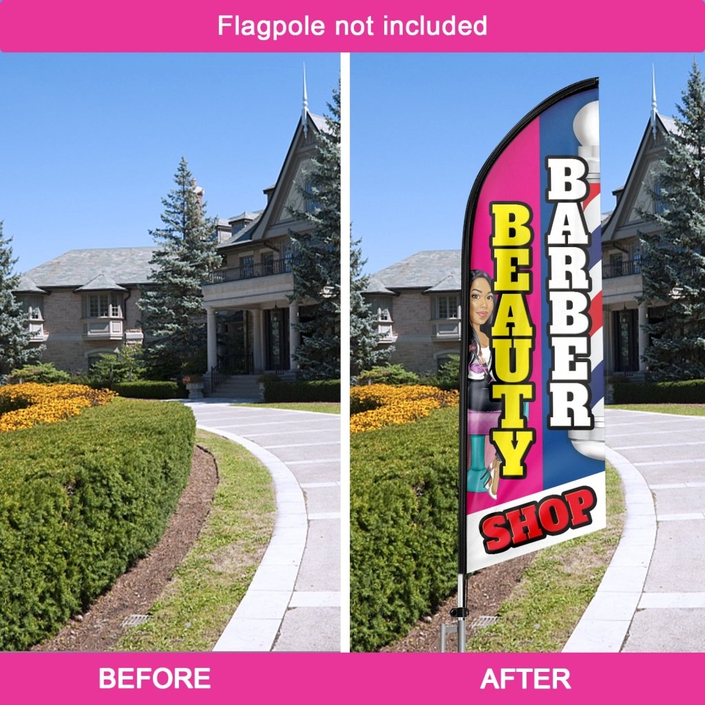 8FT Beauty Barber Shop Swooper Flag (Flagpole Not Included 3.4)
