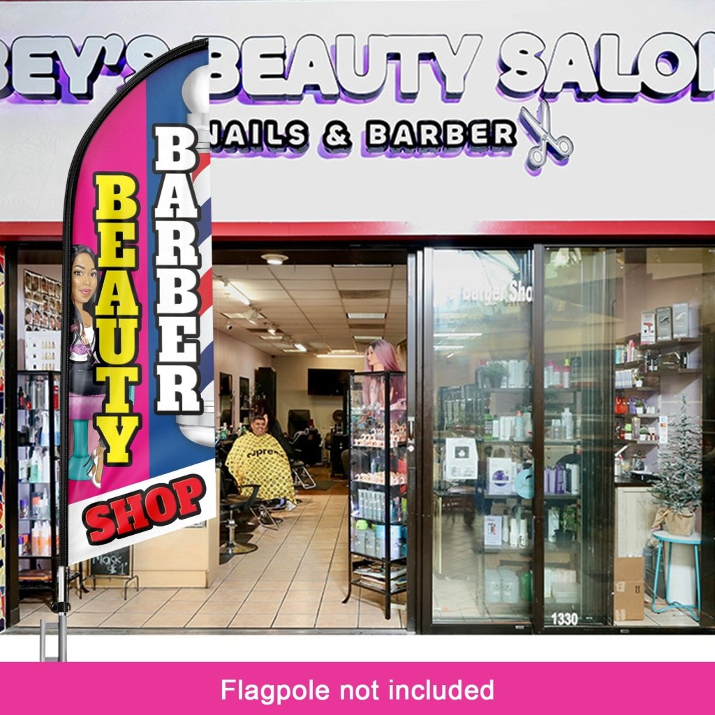 8FT Beauty Barber Shop Swooper Flag (Flagpole Not Included 3.4)