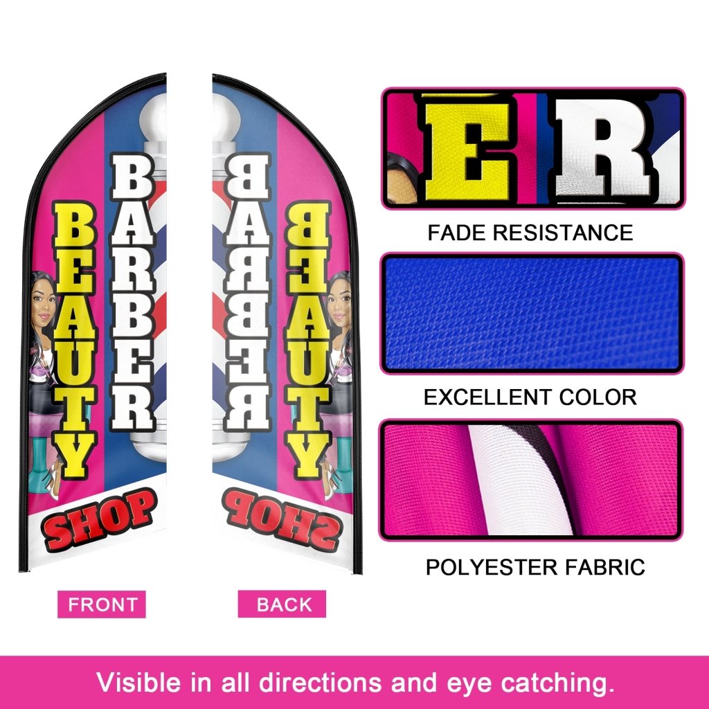 8FT Beauty Barber Shop Swooper Flag (Flagpole Not Included 3.4)